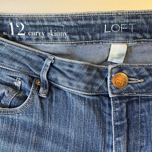Ann Taylor LOFT Women Curvy Skinny Jeans size 12 Blue Mid Rise Boot Cut - Picture 8 of 10